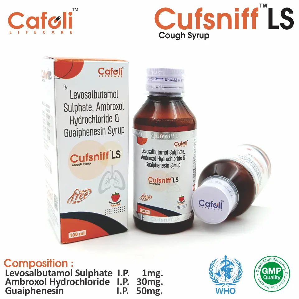 Levosalbutamol  + Ambroxol  Syrup at the best price in PCD Pharma Franchise for Bronchodilator and Respiratory Support.